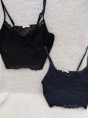 (2) Pack Lace Bralette Cami Top - Black & Navy